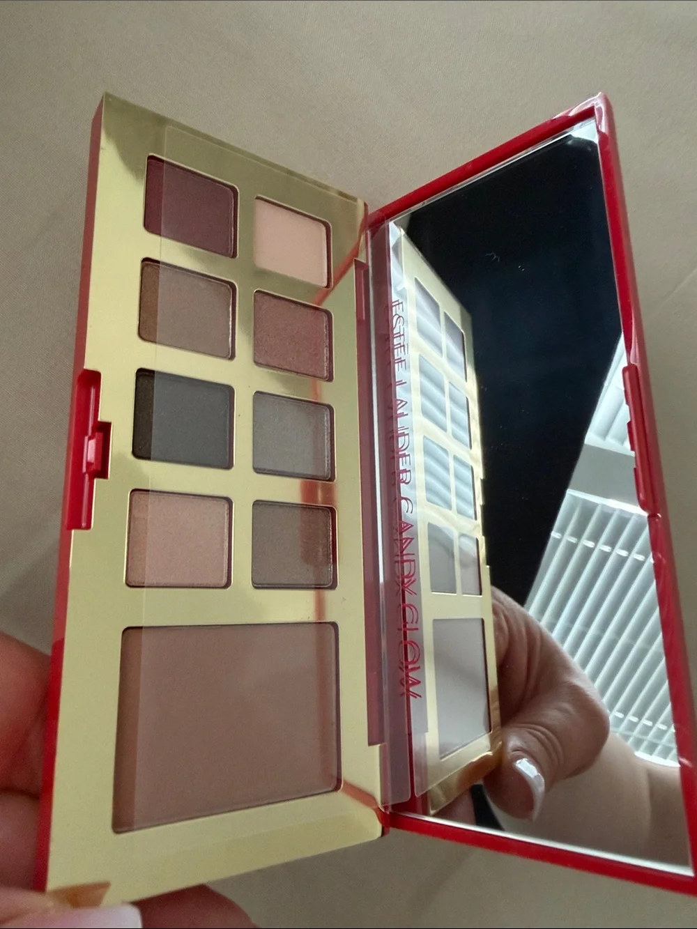 Estee Lauder Red Compact Eyeshadow & Face Palette with Neutral Browns